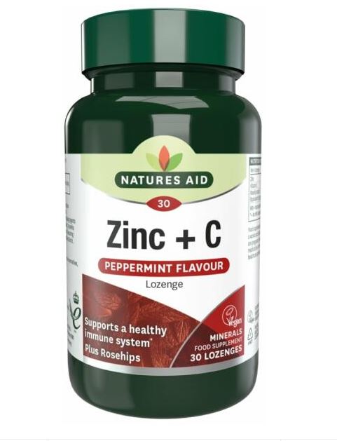 Natures Aid Cink+C-vitamin szopogató tabletta borsmenta ízzel 30 db
